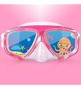 Kids Swim Mask, 180° Panoramic Child Diving Mask Anti-Fog Kids Swim Goggles with Nose Cover for S...