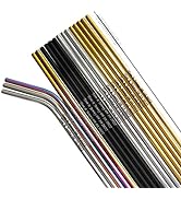 Set of custom Stainless Steel Drinking Straws, personalized name or quotes engraved reusable meta...