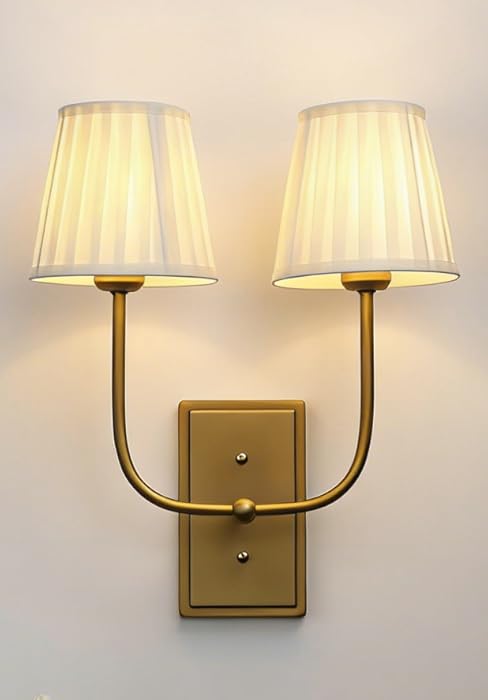 cream white fabric 2-lights wall sconces
