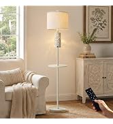 OYEARS 65" Farmhouse Floor Lamp for Living Room, Vintage Dimmable Floor Lamp with Table, Main&Nig...