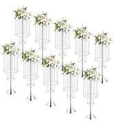 10Pcs Luxurious Acrylic Crystal Flower Vases, Wedding Centerpieces on Floor for Wedding, Party, D...