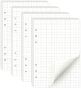EUSOAR Graph Paper Loose Leaf, A5 5.5"x8.3" 6 Hole Binder Punched Graphing Grid Paper Planner Ins...