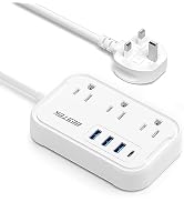 BESTEK US to UK Travel Plug Adapter: Type G Adapter with 3 AC Outlets and 4 USB (1 PD20W) - Power...