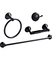AGKXHDEC Matt black Bathroom Accessory Set, Adjustable Towel Bar,Towel ring,toilet paper holder,R...