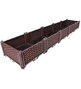 BAOYOUNI Rectangular Raised Garden Bed Kit Indoor Outdoor Plastic Planter Grow Box for Fresh Vege...