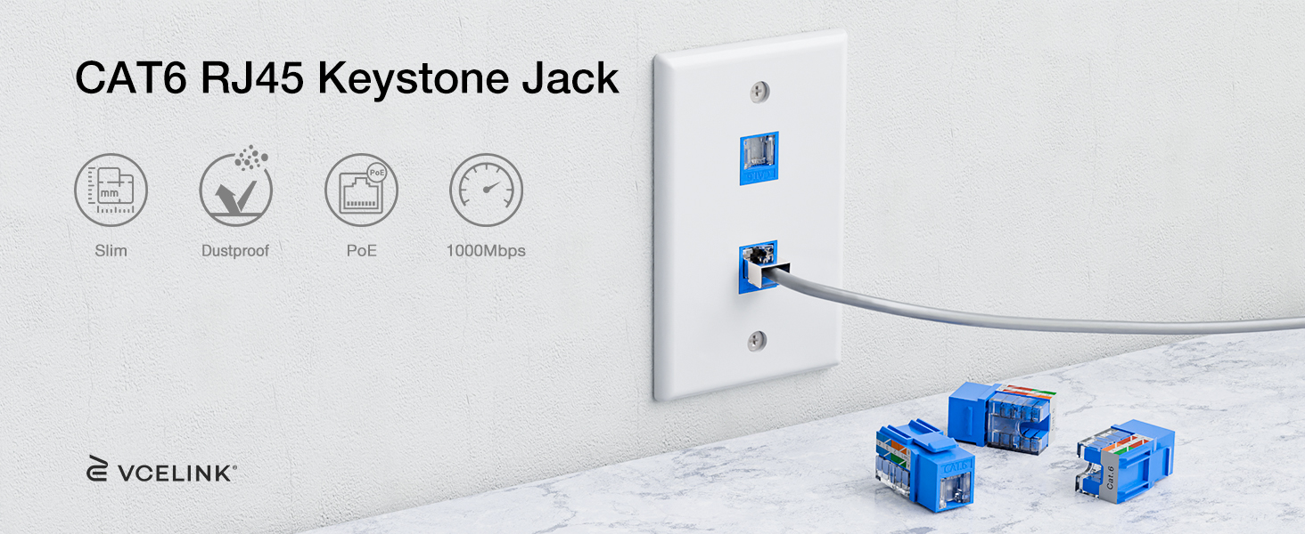 cat6 rj45 keystone jack 25 pack