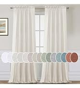 H.VERSAILTEX Natural Linen Rod Pocket Curtains 84 Inch Length for Living Room 2 Panel Pocket Drap...