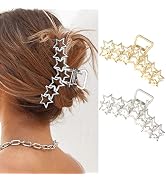 Brinie Stars Hair Claw Clips Gold Metal Hair Clamps Large Claw Hair Clip Nonslip Jumbo Hair Clip ...