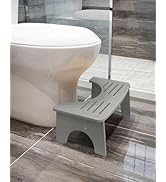 Bamboo Toilet Stool, 7" Toilet Stool Squat Adult, Non-Slip Poop Stool for Bathroom, Portable Squa...