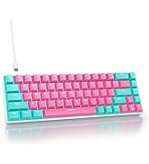 surmen 65% Percent Gaming Keyboard Mechanical with Quiet Linear Red Switch, 68-Keys Pink Mini Gam...