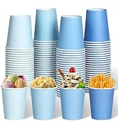 qonimi 100 Pcs Dusty Blue Paper Cups 8oz Gradient Blue Disposable Paper Cup Coffee Water Juice Te...