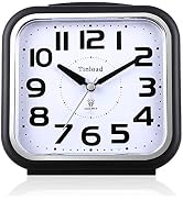 Tinload 5.5" Large Analog Alarm Clock Silent Non Ticking, Gentle Wake, Beep Sounds, Increasing Vo...