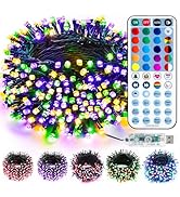 ODEETRONIC USB Christmas String Lights, 33ft 100LED Mardi Gras Lights Color Changing with Remote,...