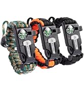 Monterra Paracord Survival Bracelet, 3 Pack, Adjustable, Firestarter, Compass, Whistle, Emergency...