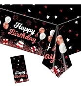 Happy Birthday Tablecloths,108''X54'' Plastic Disposable Red Tablecover Table Party Confetti Spri...