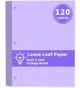 120 Sheets Purple College Ruled Paper 8 x 10.5