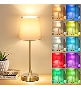 Wowag Cordless Table Lamp Rechargeable,5000mAh Battery Operated Desk Lamp,3 Colors & 7 RGB Steple...