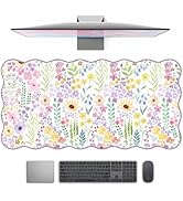 Floral Desk Mat, Cute XXL Large Scalloped Mouse Pads Gaming Desk Pad, Keyboard Pad Desk Matt Comp...