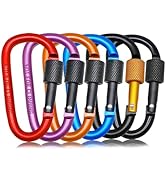 Morn Light 6 Pack 3 in Small Locking Carabiner Clips Aluminum Alloy D-Ring Key Hooks,Twist Lock C...