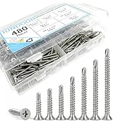 480pcs Self-Tapping Screws for Metal, Wood, Plastic - 7 Size Kit 1/2" to 2" 410 Stainless Steel S...
