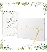 WEMATE Wedding Guest Book, Guest Sign in Book 134 Pages for Wedding Sign in and Photos 7.2 x 10.4...