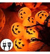 SOTOPOO Halloween LED Pumpkin Lights - 8.5Ft Jack O Lantern Pumpkin String Lights with 10 LED Jac...