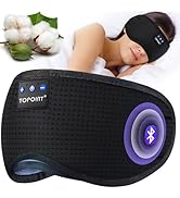 TOPOINT Sleep Mask Headphones Bluetooth Wireless 5.4, Breathable Cotton Eye Mask for Sleeping Sid...