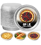 Homewarm 8" Round Aluminum Foil Pans with Clear Lids – 20 Pack Pie Tins Disposable to go Containe...