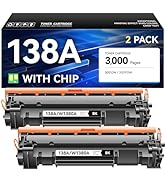 138A Toner Cartridges Black 2-Pack with Chip Replacement for HP 138A W1380A 138X W1380X Toner Cat...