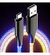 66W RGB Light Up USB C Charger Cable,RGB Flowing LED Light Up Glowing Fast Charging Cord A to C C...