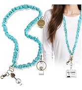 Scrunchie Lanyard Teacher for Id Badges Keys with Retractable Badge Reel Cute Teacher Lanyard for...