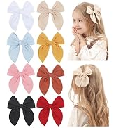 Doboi 8PCS Baby Girls Hair Clips Fable Hair Bows Cotton Linen Bows for Girls Hair Accessories for...
