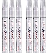 White Paint Markers Pens - Single color 6 Pack Permanent Oil Based Paint Pen, Medium Tip, Quick D...