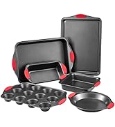 VEVOR Baking Pans Set, 6-Piece, Nonstick Carbon Steel Cookware Sheets & Trays, Stackable Kitchen ...