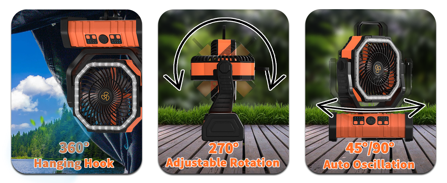 hanging rotating oscillating tent fan