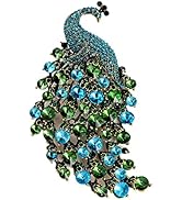 Rhinestone Peacock Brooch Pin for Women Girls Fashion Exquisite Exaggerated Big Crystal Bird Anim...