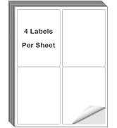 NefLaca 4x5 Sticker Labels, 4 UP Shipping Address Label for Laser & Inkjet Printers, Mailing Labe...