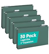 HERKKA Extra Capacity Hanging File Folders, 30 Pack Reinforced Legal Size Hanging Folders with He...
