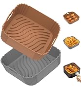Redfly 2 Pack Air Fryer Silicone Liners, Square Airfryer Liners, Silicone Air Fryer Liners Reusab...