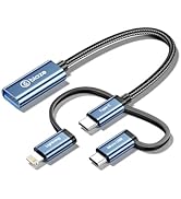 3-in-1 USB C/Micro USB/Lightning to USB Adapter, iPhone OTG Cable Adapter Compatible with MacBook...