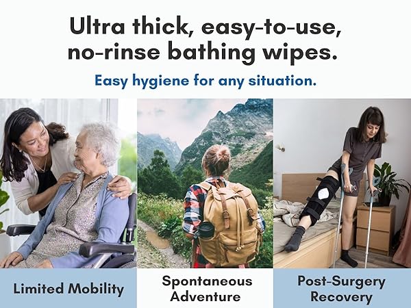 ultra thick easy to use no rinse bathing wipes for any situation