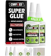 Fast Controlled Super Glue Pro Kit 120 Gram, Medium CA Glue with Anti-Clog Caps & Precision Micro...