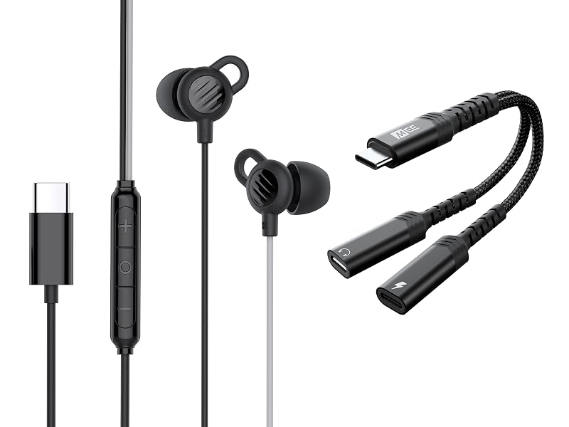 MEE audio SleepTones USB-C Wired Silicone Sleeping Earbuds with Built-In Mic & Volume Controls