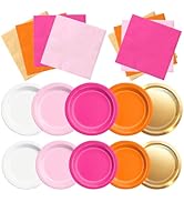 CMUSKO Pink and Orange Party Decorations - 60Pcs Sunset Tropical Plates and Napkins Pink Pumpkin ...