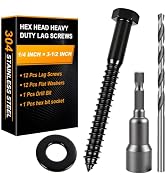 Xpokcai Hex Head Lag Bolts for Wood, 1/4" x 3-1/2", Lag Screws 12 Count | Hex Head Lag Screws for...