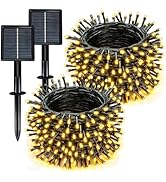 Solar String Lights Outdoor Waterproof 2 Pack Total 66ft 200LED 8 Modes Twinkle Lights Solar Fair...
