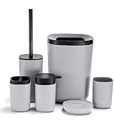 GERUIKE Bathroom Accessories Set 6 Piece Plastic Includes Soap Dispenser,Trash Can,Soap Dish,Toil...