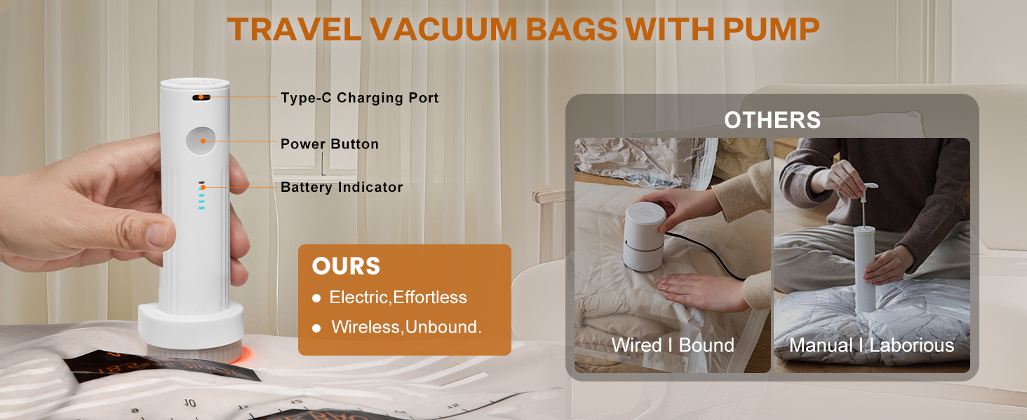 travel vacumm bags with pump