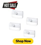 AMIR 4 Pack Mini Motion Sensor Stair Light for Indoor, Battery-Powered LED Night Light, 40 Lumen ...