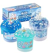 3 x 100mL Blue Slime Kit for Girls & Boys: Includes Clear, Water & Crunchy Slime, Sensory Experie...